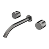 Yeelim Chrome-plated Extended Rod Brass Faucet in Three-hole Double-knob Wall Bathroom