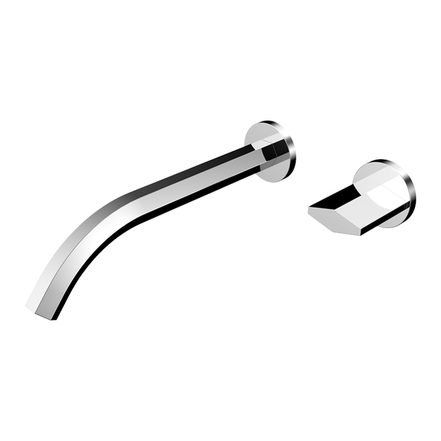 Yeelim Two-hole Hexagon Single Knob Temperature Control Bathroom into The Wall Chrome Plated Long Rod Brass Faucet