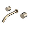 Three Hole Double Knob Bathroom In-wall Chrome Plated Short Rod Brass Temperature Control Faucet