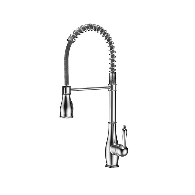 Modern Single Handle High Arch Commercial Kitchen Faucet With Pull Down Sprayer Brushed Nickel