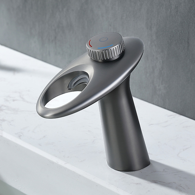 Yeelim Waterfall Bathroom Faucet Single Hole For Vessel Sink Gunmetal Black