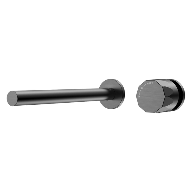Double Hole Single Knob Design Concealed Bathroom Gun Gray Long Rod Brass Faucet