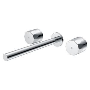 Three-hole Double Knob Design Conceals Bathroom Faucet Chrome Plated Long Rod Brass Faucet
