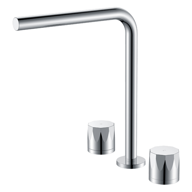 Three Hole Double Knob Basin Concealed Design Concealed Bathroom Chrome-plated High-bar Brass Faucet