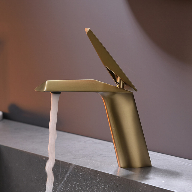 Yeelim Best Brushed Gold Bathroom Sink Faucet Brass Single Handle