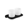 Modern Brass & Glass Chrome Double Toothbrush Tumbler Holder 