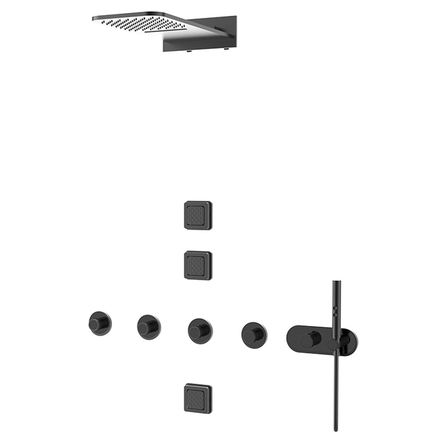 Nilo Series Concealed Three-function (top Spray 2 Function + Waist Spray + Handheld) Bathroom Shower Shower Set