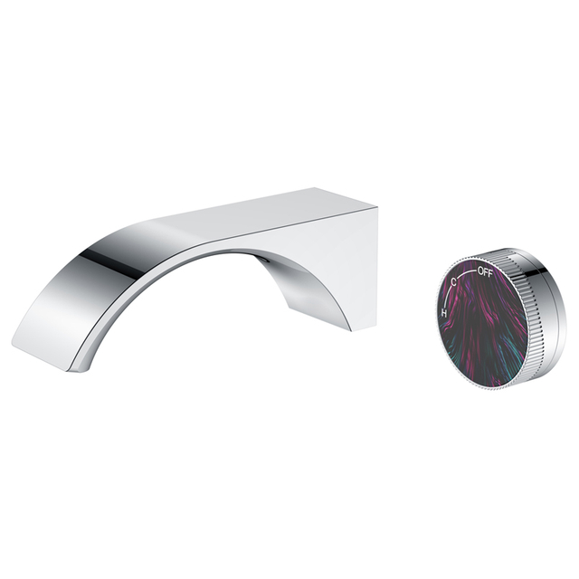 Single Knob Temperature Control Bathroom into The Wall Brass Chrome Crescent Design Faucet