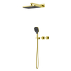 Yeelim Bathroom Dual Temperature-controlled Switch into Wall Concealed Faucet with Handheld Rain Shower Top Spray Head