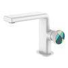 Unique Seven-word Tube Knob Temperature Control Chrome-plated Brass Basin Faucet