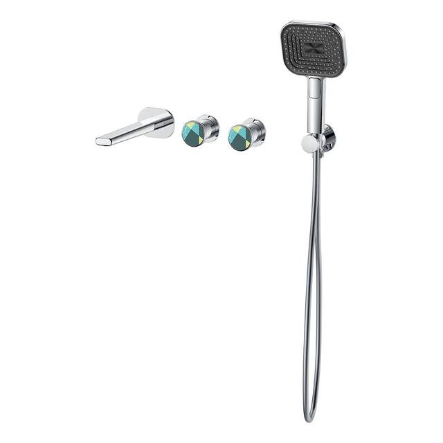 Yeelim Bathroom with Wall-mounted Temperature Control Faucet And Hand-held Shower