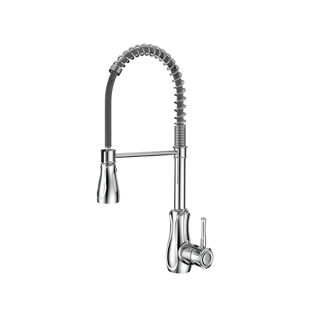 Commercial Single Handle Brushed Nickel Kitchen Sink Faucet With Sprayer