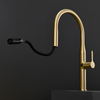 Yeelim Pull Down Kitchen Faucet With Sprayer Brushed Gold Morden Style