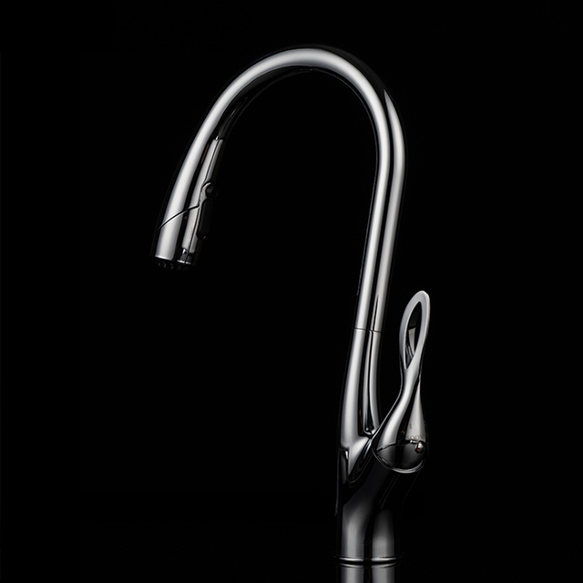 Yeelim Kitchen Sink Faucet With Pull Out Sprayer Chrome Gooseneck