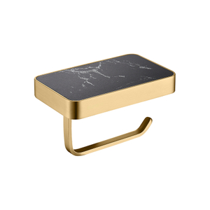 Gold And Black Panel Toilet Paper Holder with Storage Counter