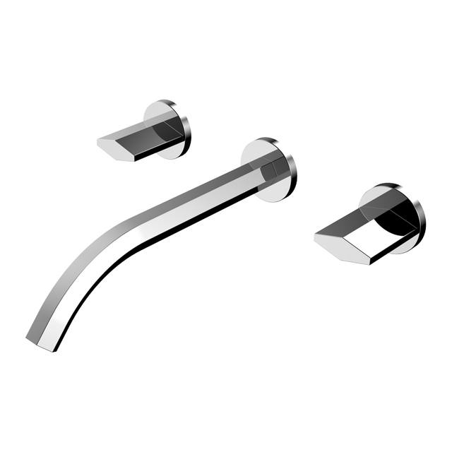 Three Hole Double Knob Temperature Control Bathroom into The Wall Chrome Plated Short Rod Brass Faucet