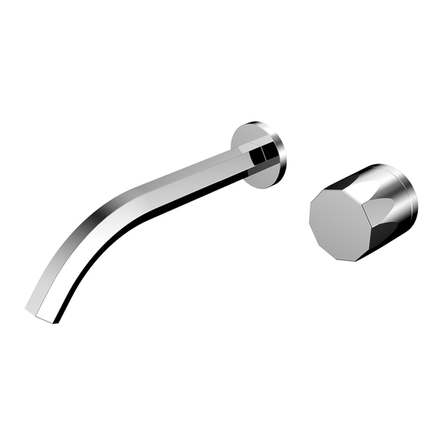 Two Hole Single Knob Temperature Control Bathroom into The Wall Chrome Plated Long Rod Brass Faucet