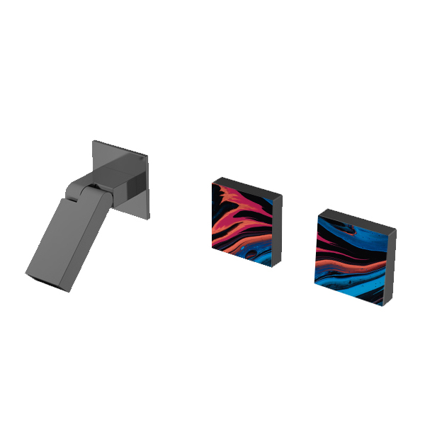 Bidome Series Double Hole Knob Temperature Control Bathroom Entrance Wall Brass Gun Ash Faucet 1LP840100GA-BQ