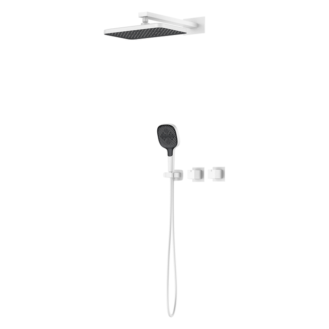 Yeelim Bathroom Dual Temperature-controlled Switch into Wall Concealed Faucet with Handheld Rain Shower Top Spray Head