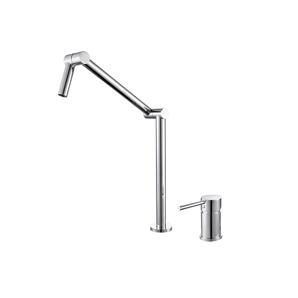 Chrome-plated Brass Single Handle Modern High Rod with Two Holes To Move The Faucet Up And Down