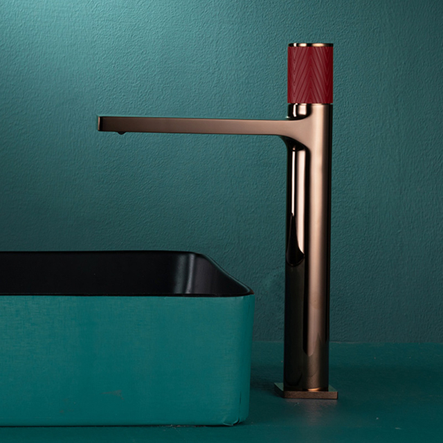 Yeelim Rose Gold Bathroom Vessel Sink Faucet Tall Single Hole