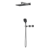 Yeelim Bathroom Dual Temperature-controlled Switch into Wall Concealed Faucet with Handheld Rain Shower Top Spray Head