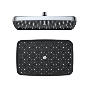 Yeelim Air Pressurized Self-cleaning Silicone Chrome + Black Panel ABS Shower Shower Top Spray