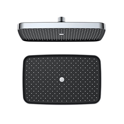 Yeelim Air Pressurized Self-cleaning Silicone Chrome + Black Panel ABS Shower Shower Top Spray