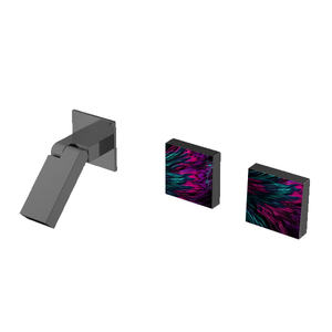 Three-hole Knob Temperature Control Bathroom Entrance Wall Brass Gun Ash Faucet