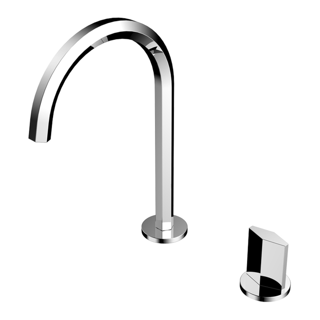 Double Hole Single Knob Basin Bathroom Chrome-plated Extended Rod Brass Faucet