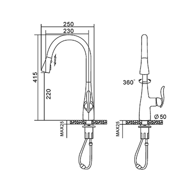 Pull Down Kitchen Taps