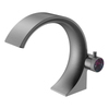 Single Knob Temperature Control Bathroom Basin Seated Chrome Crescent Design Brass Faucet