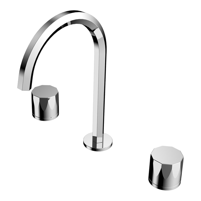 Three Hole Double Knob Basin Design Hidden Bathroom Chrome Plated High Brass Faucet