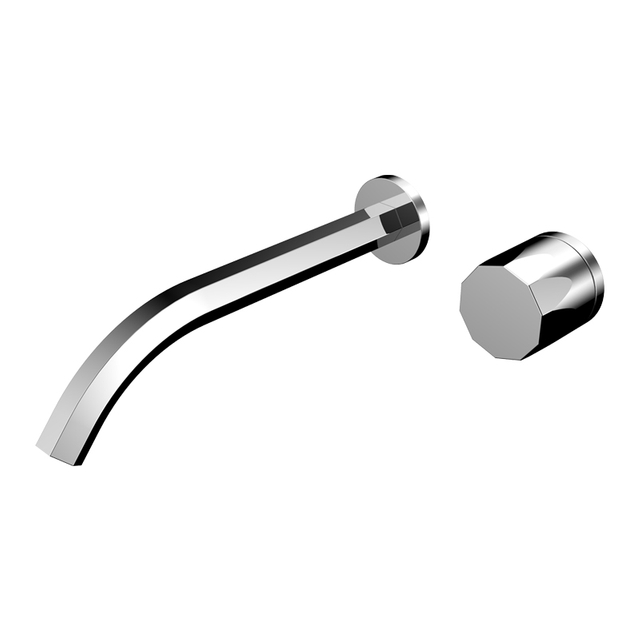Two-hole Knob Temperature Control Bathroom Entry Wall Chrome Plated Brass Short Rod Faucet