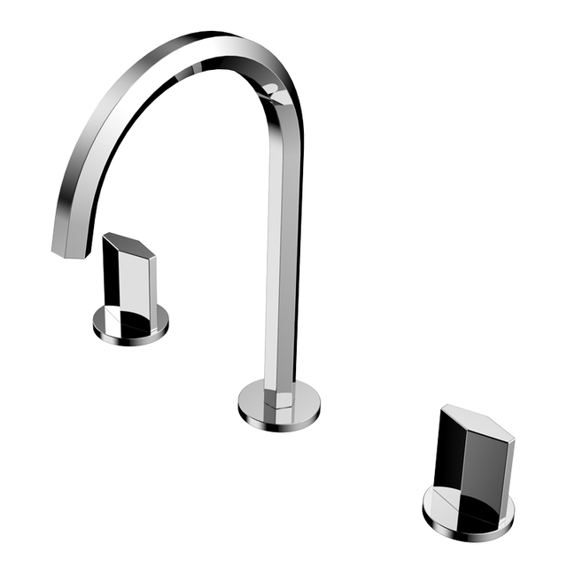 Three-hole Hexagonal Double Knob Basin Design Hidden Bathroom Chrome-plated High-rod Brass Faucet