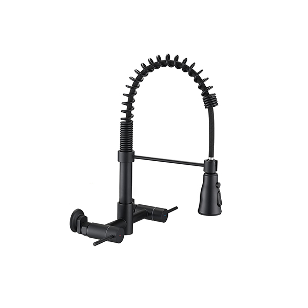 Black Double Handle with Spring Can Turn The Faucet Left And Right