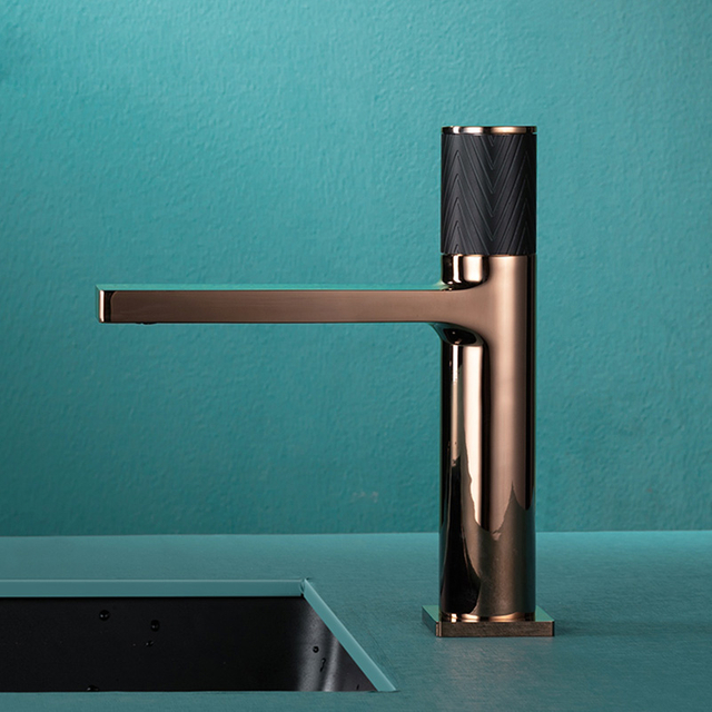 Yeelim Black And Rose Gold Bathroom Faucet Single Hole