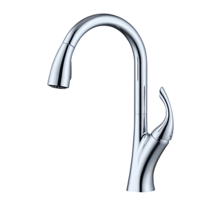 Yeelim Single Handle Pull Down Sprayer Kitchen Faucet In Chrome/Brushed Gold Finish