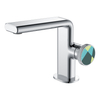 Unique Seven-word Tube Knob Temperature Control Chrome-plated Brass Basin Faucet