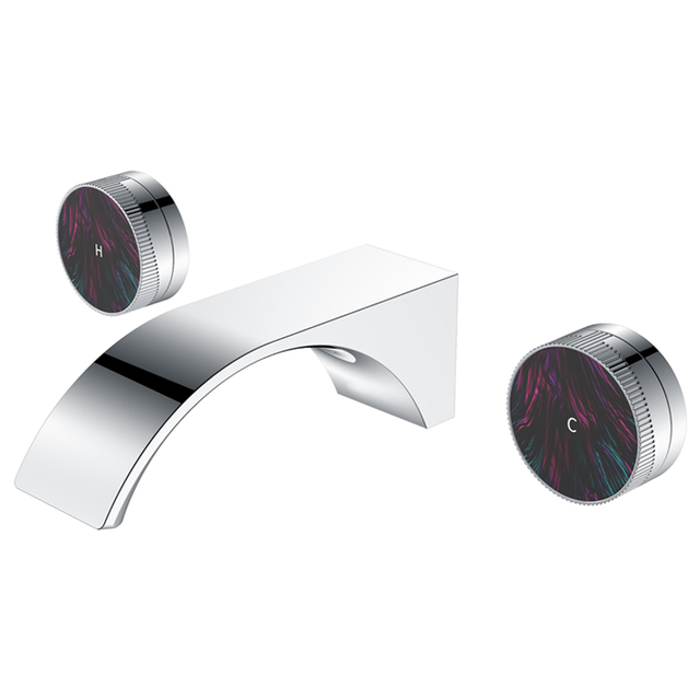 Double Knob Temperature Control Bathroom into The Wall Brass Chrome Crescent Design Faucet