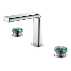 Yeelim Bathroom Three Hole Double Control Switch Sitting Stand Concealed Brass Basin Faucet