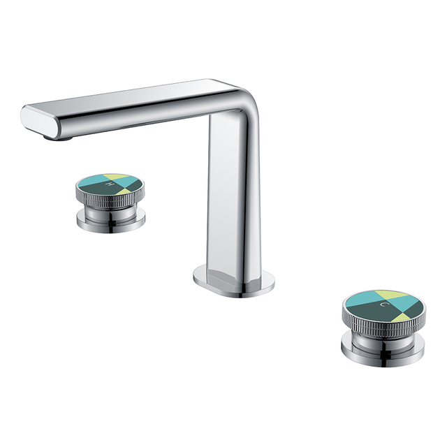 Yeelim Bathroom Three Hole Double Control Switch Sitting Stand Concealed Brass Basin Faucet