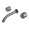 Three Hole Double Knob Bathroom In-wall Chrome Plated Short Rod Brass Temperature Control Faucet