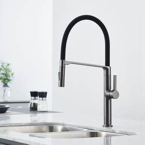Classic Gun-Metal Single Handle Pull-Down Kitchen Faucet With Sprayer Function